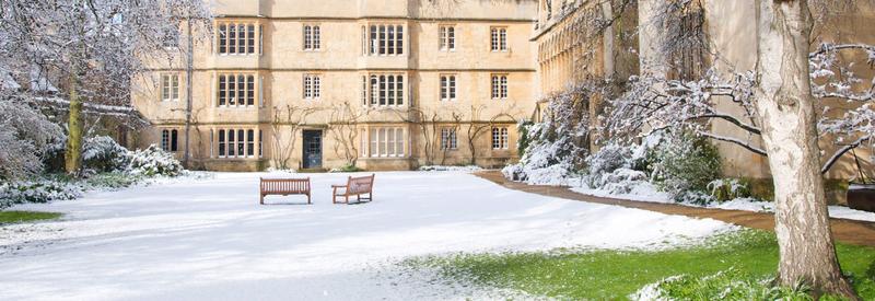 Exeter College Fellows' College in Snow
