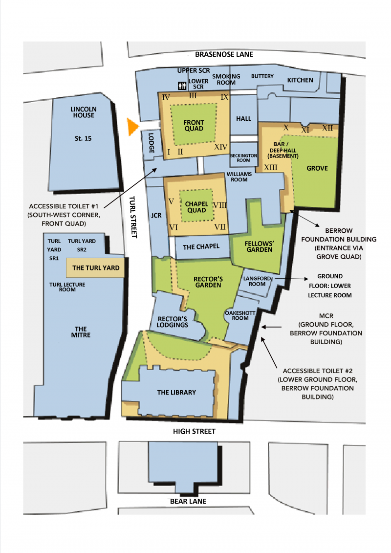 Lincoln College – College Map – Main Site (2D) – Annotated