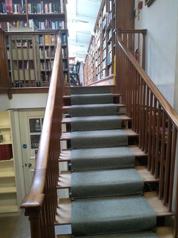 exeter college  library  interior space  stairs to 1rst floor reading room