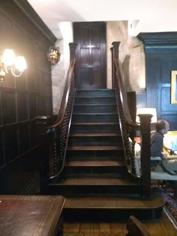 exeter college  scr  staircase to high table and door 3